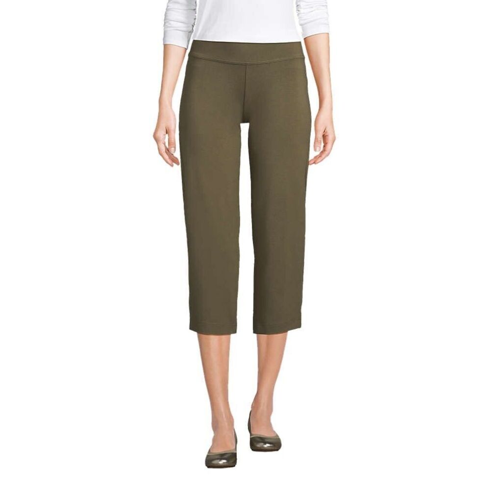 Lands End Womens Shore Stretch Knit Cotton Blend Capri Pants Green 23" Inseam, S - Picture 2 of 4